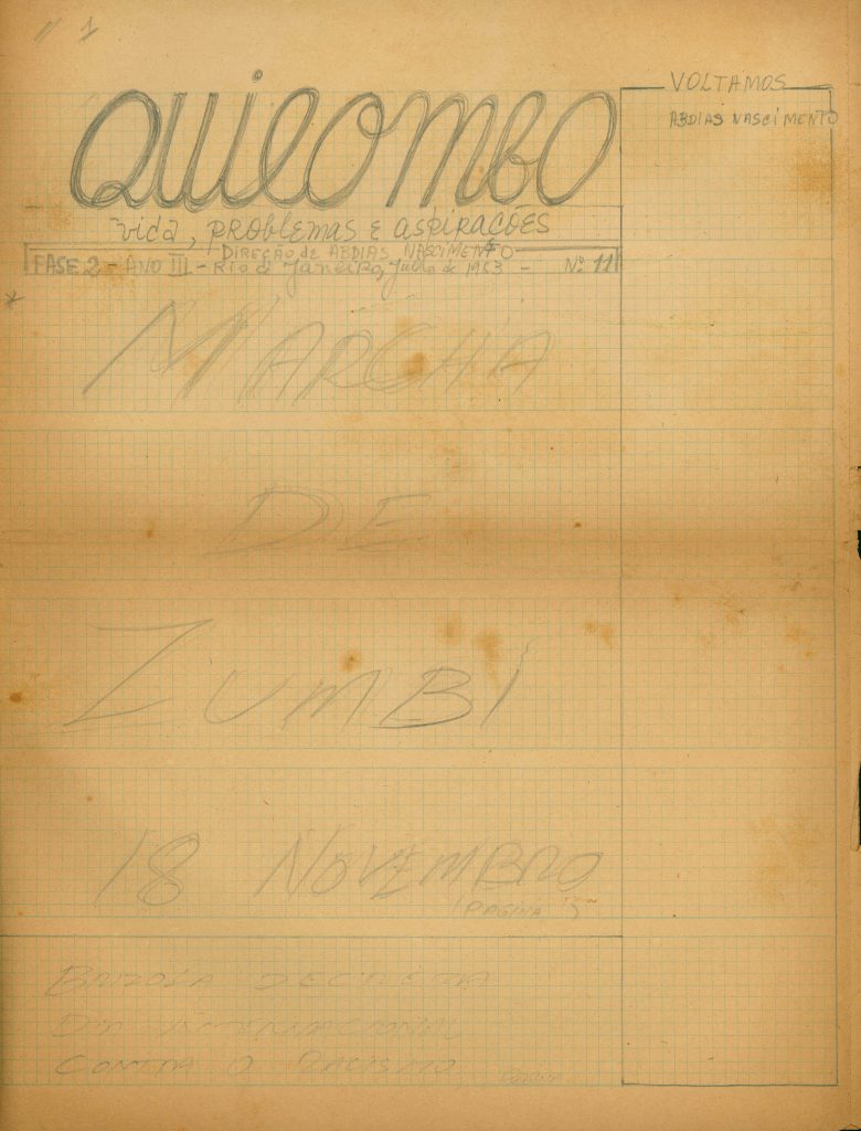 Matrizes do jornal Quilombo, editado por Abdias Nascimento e que discutia vários temas relacionados às questões raciais no Brasil